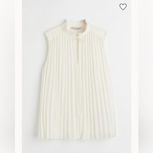 H&M White Pleated Blouse NWT